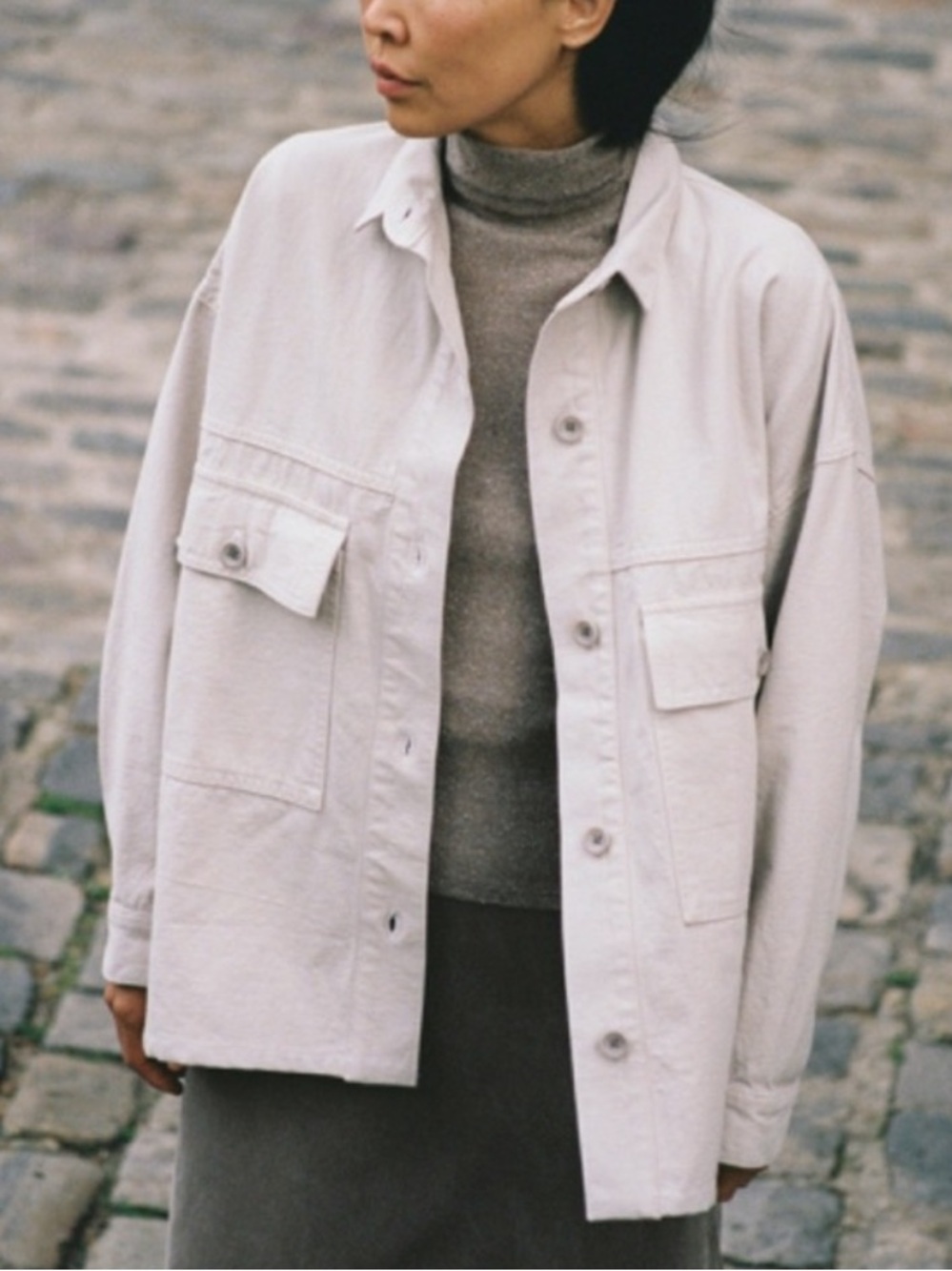 OZMA Marais Shirt Jacket in Stucco - Picture 1 of 7